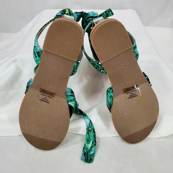 NWOB Thalia Sodi Womens Floral Joleyn Ribbon Tie Sandal Green Tropical Sz 7M - Picture 10 of 12